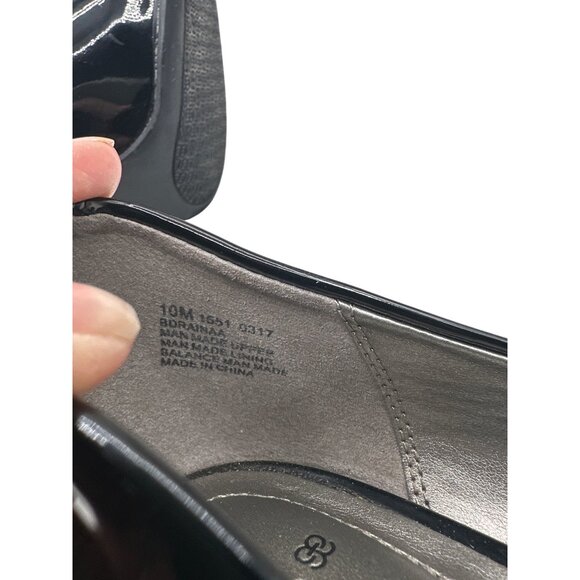 Bandolino Size 10M Business Casual Black Patent Leather Peep Toe Heels - Picture 11 of 12